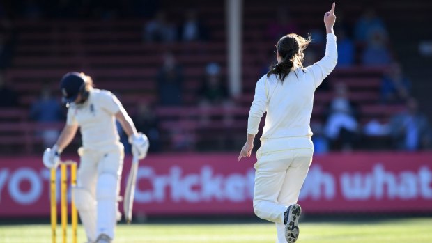 Matthew Mott not impressed: Australia's Amanda-Jade Wellington celebrates her wicket of England's Tammy Beaumont.
