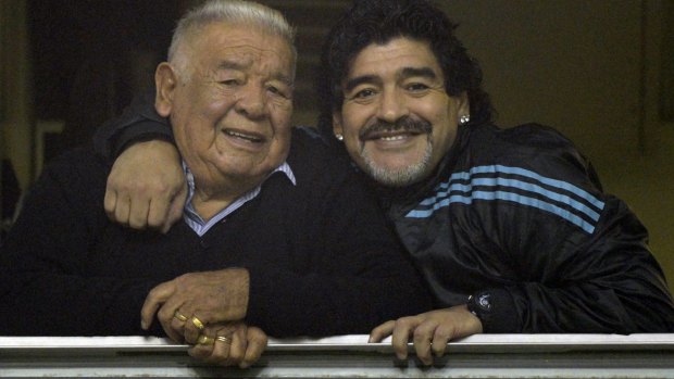 Diego Maradona and his father Don Diego in 2012.