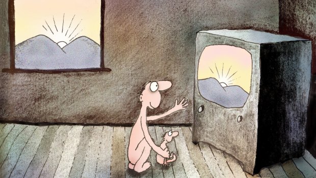 Cause or effect? Do people become unhappy because they watch too much TV - or do unhappy people watch more TV in the first place? Illustration: Michael Leunig