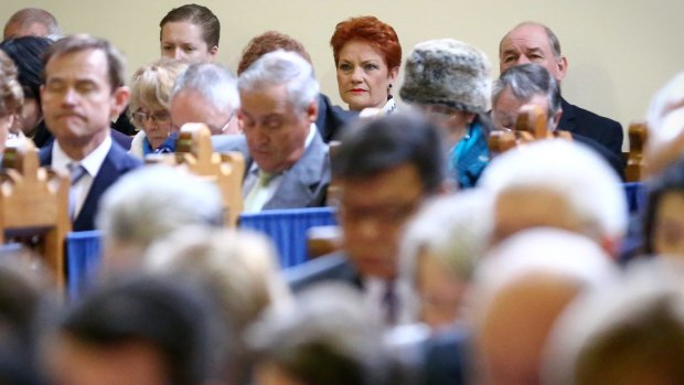 Senator Pauline Hanson during the ecumenical service to mark the opening of the 45th Parliament on Tuesday.