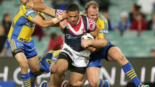 Fired up: Roosters prop Suaia Matagi.