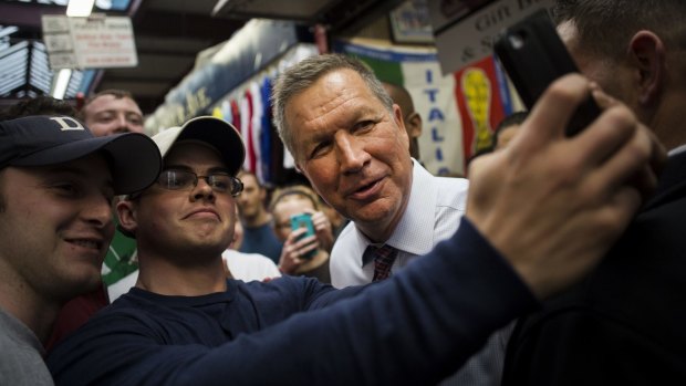John Kasich, governor of Ohio and 2016 Republican presidential candidate, in the Bronx, New York, on Thursday.
