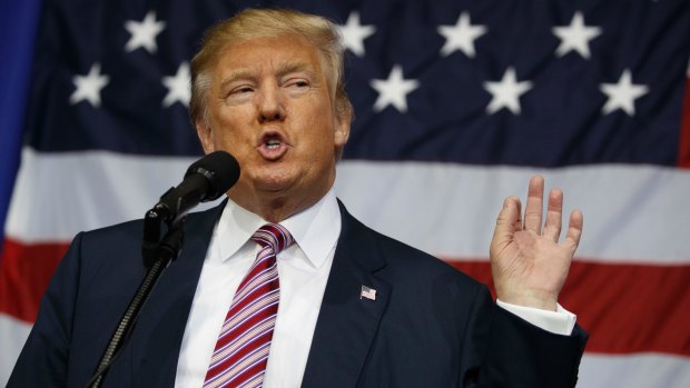 Republican presidential candidate Donald Trump speaks during a campaign rally in Ohio.