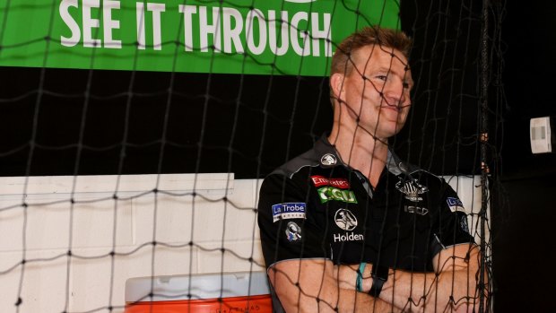 See it through: Nathan Buckley's future at Collingwood hangs in the balance.