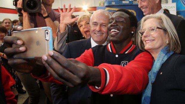 Minister Julie Bishop photobombed Prime Minister Malcolm Turnbull, his wife Lucy Turnbull and student and lawyer Godfrey Kenyi after the PM conducted a youth jobs forum with local member Luke Simpkins in June.