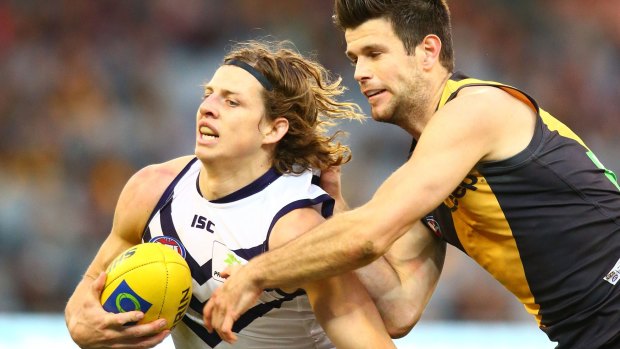 Nathan Fyfe played in the weekend win over Richmond but was restricted with an ongoing thigh problem.