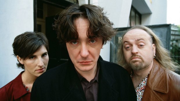 Bailey, at right, with Tamsyn Greig and writer-creator Dylan Moran in Black Books.