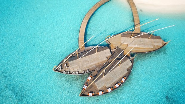 Ba'theli – set across three traditional ba'theli boats moored permanently offshore – is an opportunity to experience Maldivian food in a high-end setting.