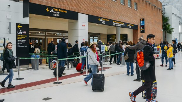 Passengers at the Marco Polo International Airport.