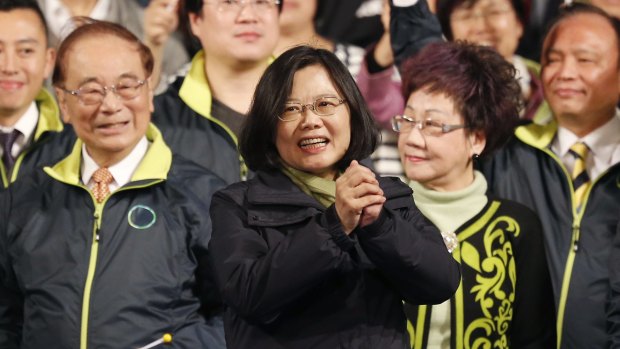 Taiwanese President-elect candidate Tsai Ing-wen celebrates winning the presidential election  in Taipei on January 16. Her party's victory ended the rule of the China-friendly party that had led the island for eight years.