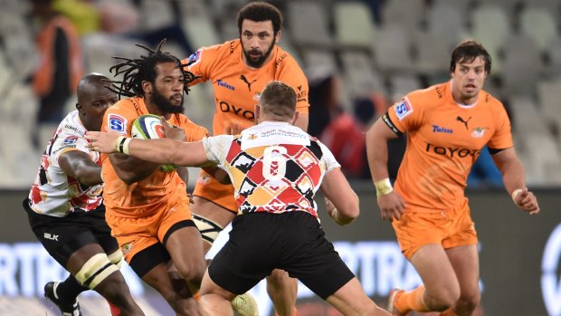 No way through: Sergeal Petersen tries to make a break for the Cheetahs during the Super Rugby match against the Southern Kings at Toyota Stadium.