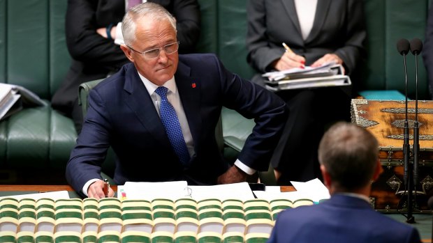 Prime Minister Malcolm Turnbull faces down Opposition Leader Bill Shorten. 