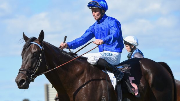 James McDonald on Exosphere after an unplaced finish in the Black Caviar Lightning Stakes at Flemington on Saturday. 