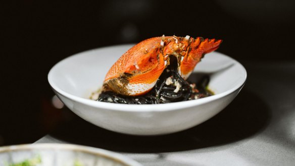 Spanner crab and bisque with squid ink fettuccine at Alt.