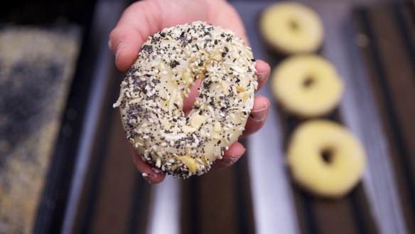 A 5 and Dime bagel, Coburg Farmers' Market 