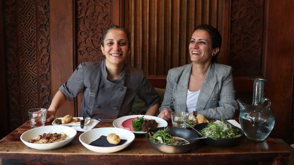Carol Salloum (right) and sister Sharon, co-owners of Almond Bar in Darlinghurst. 