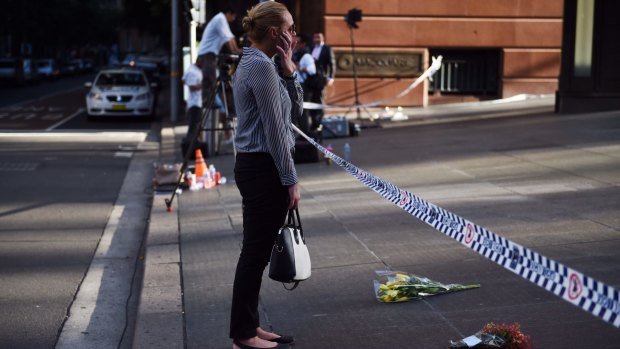The scene at Martin Place on Tuesday morning.