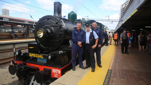 Betty the steam engineand her crew at Roma Street Station, as QR marks its 150th birthday.