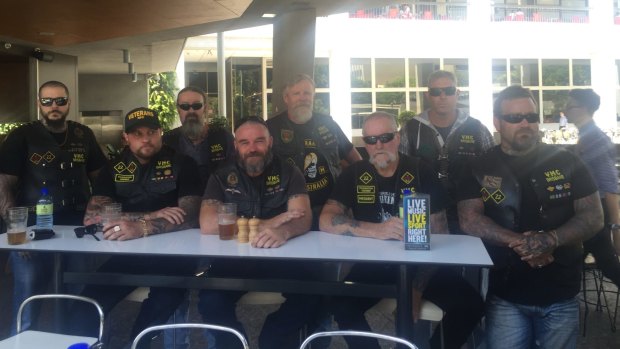 Members of the Veterans Motorcycle Club attended the memorial to Cole Miller, to take a stand against street violence. 