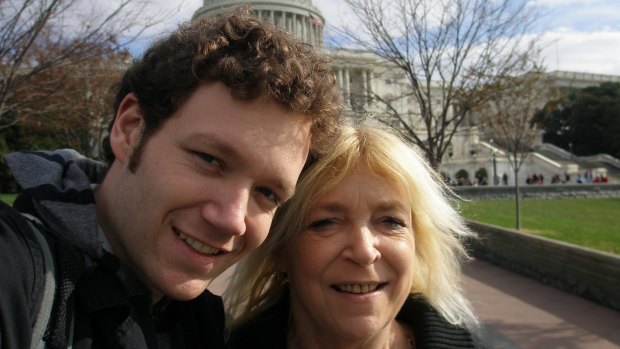 Happy snap: Joel and 
his mother, Starlena, at Capitol Hill in Washington D. C.