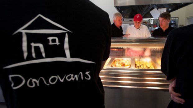 The staff of Donovan's (the St Kilda restaurant destroyed by fire) have started helping out at Sacred Heart Mission.