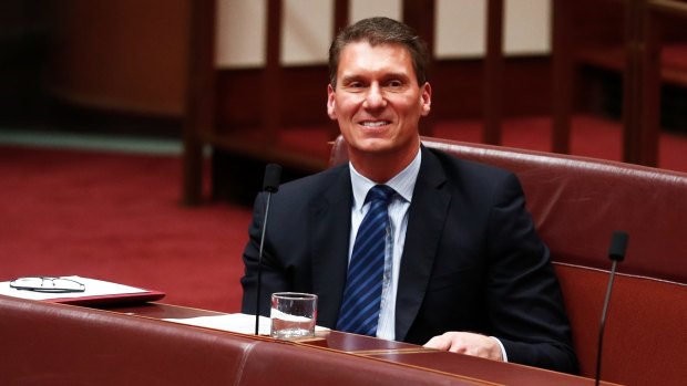 Senator Cory Bernardi during a division on Thursday. 