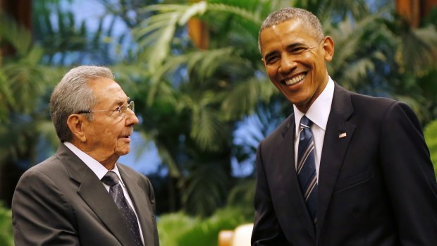 Cuban President Raul Castro shakes hands with US President Barack Obama in Havana in March. 