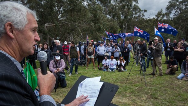 Saturday's anti-Muslim rally was called to oppose the placement of Syrian refugees at a local aged care facility.
