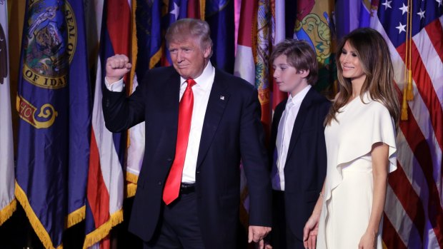 "I thank you and especially for putting up with all of those hours. This was tough": President-elect Donald Trump thanks wife Melania.