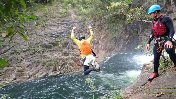 Leap of faith: Canyoning Behana Canyon.