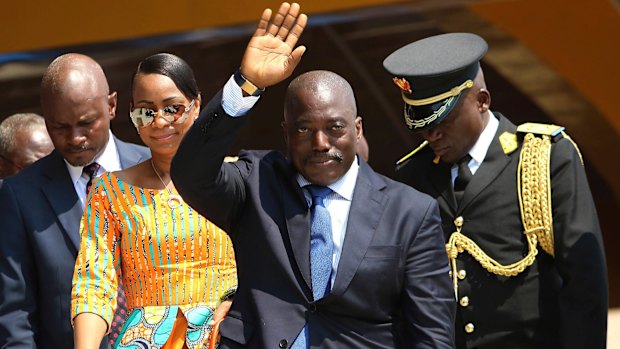 President Joseph Kabila, centre, whose mandate has now expired without elections having been held for a successor.