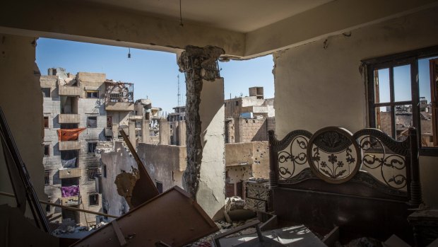 A destroyed bedroom in Raqqa pictured after the expulsion of Islamic State militants.