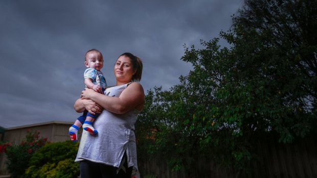 Jackie Falzon and her son, Frankie. She remembers gasping for breath and sobbing in terror.
