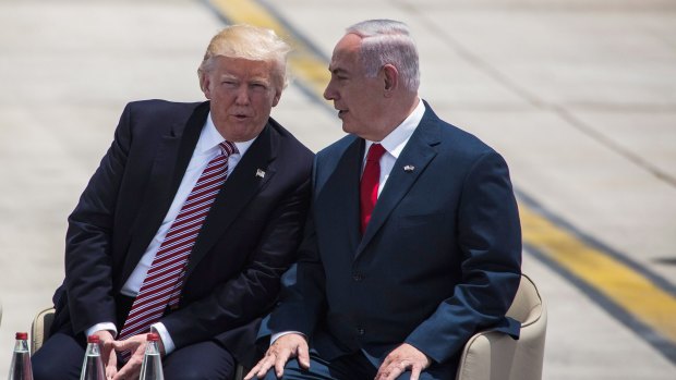 US President Donald Trump and Israeli Prime Minister Benjamin Netanyahu at the welcome ceremony.