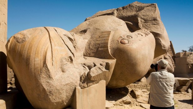 Fallen Colossus of Ramses II in Luxor.