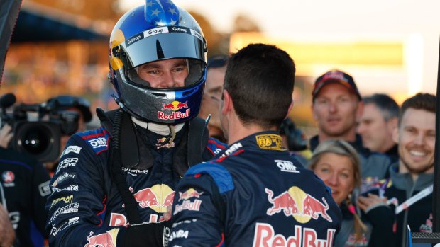 Teammates, rivals: Shane van Gisbergen fended off a relentless attack by Jamie Whincup.