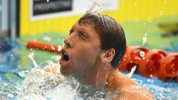 Grant Hackett after racing in the Men's 200 Metre Freestyle on day two of the 2016 Australian Swimming Championships.