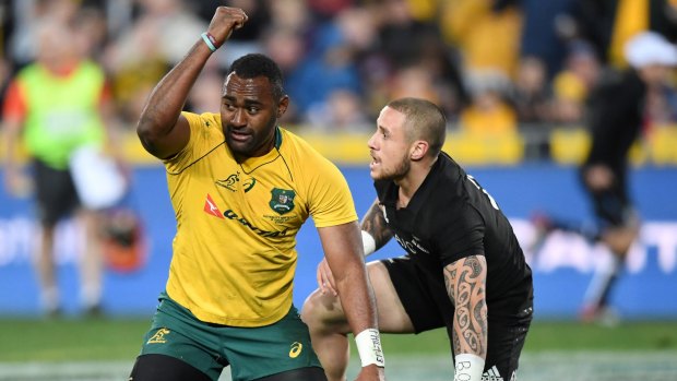 The end of the beginning? Tevita Kuridrani scores for the Wallabies in the opening Bledisloe Cup match.