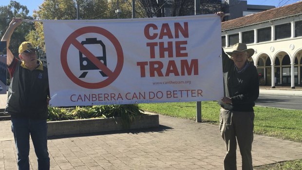 A protest against the tram.