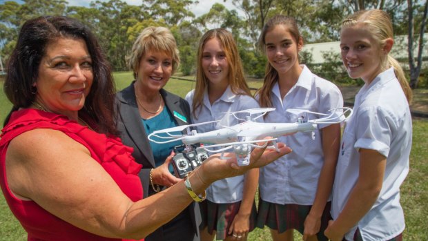 Heathcote High School teacher Kerry Wallace-Massone (left), has a novel idea to get girls interested in technology: drones.