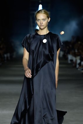 Gemma Ward modelling Ellery at Carriageworks during Fashion Week Australia.