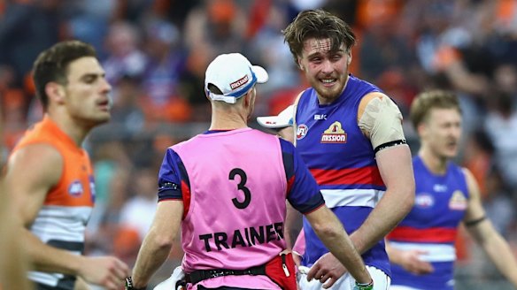 Jordan Roughead was forced out of the preliminary final after being hit by a ball at close range.