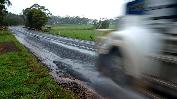 Highways near Portland fall apart as trucks power past.