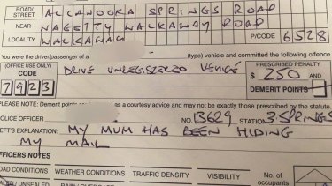 Wa Cops Have A Giggle At Driver Who Blames Mail Hiding Mum For