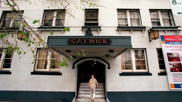 The Gatwick Hotel is on Fitzroy Street, St Kilda.