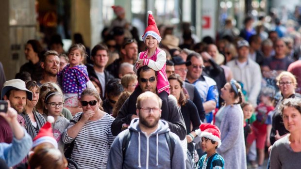 Once a site of radicalism: Christmas shopping crowds seen in Bourke Street Mall in Melbourne.