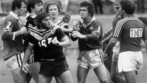 Centre of attention: A young Wests five-eighth Terry Lamb, pictured here against Newtown, emerged after Wests were decimated in 1979.