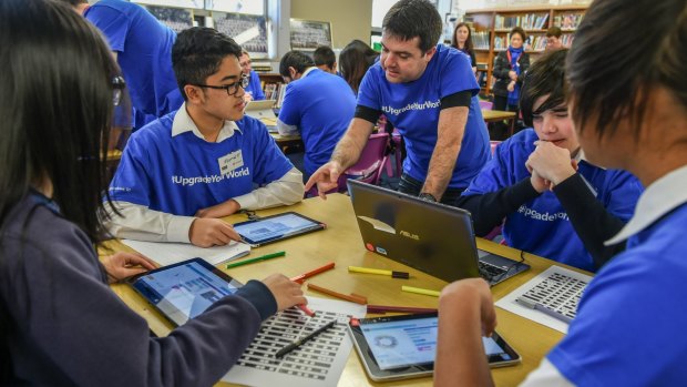 Students from Mitchell High School in Blacktown learn coding.