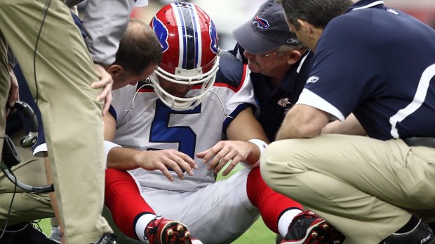 Buffalo Bills quarterback Trent Edwards is treated for concussion.