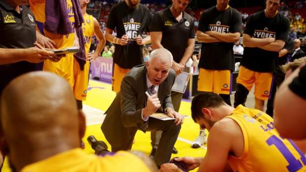 Mentor: Andrew Gaze gives the Kings instructions in a timeout.